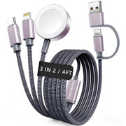 2026 Travel Essentials for Apple Watch Charger,Cruise Vacation Camping Essentials,iPhone Charger,Multi Charging Cable,3 in 2 Charging Docks for iWatch Series 12 11-2/Ultra,iPhone 18 17-12,Car