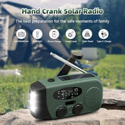WVL 7400mWh Emergency Weather Radio, Portable Solar Hand Crank Radio AM/FM/NOAA, with 3 Mode Flashlight & Reading Lamp, Cell Phone Charger and SOS Siren(Navy Green)