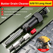 Heavy Duty Grease Fitting Cleaner Tool with M6 M8 Adapters (6/8/10 Long) | Clears Hardened Grease Buildup, Universal Adapter Fit, Sturdy Metal Body, Steady Ergonomic Grip, For Mechanics Workshops