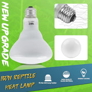 LUCKY HERP Heat Lamp Bulbs - 150W Reptile Heat Lamp 2 Pack, Daylight Basking Heat Lamp Bulbs for Reptile, UVA Heat Light Bulb for Reptiles, Amphibians, Bearded Dragons, Lizards, Turtles, Chickens