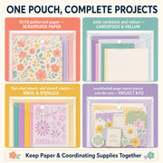 RUICHUAN 12 x 12 Scrapbook Paper Storage, 20 Pack Clear Snap Envelopes | Scrapbook Organizer with 24 Labels, Holds Cardstock, Vinyl Sheets and Photos in Craft Rooms, Offices and Schools