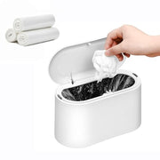SUBEKYU Mini Trash Can with Lid,Small Desk Garbage Can,White 0.56 Gal | Countertop Mini Garbage Cans for Office Kitchen Coffee Table,Tiny Waste Basket,Bonus: 3 Rolls of Garbage Bags