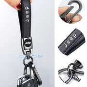 NASKEE Genuine Leather Key Chain for Jeep Wrangler Compass Cherokee Renegade Patriot Grand Commande Keychain KeyRing for Men and Woean Accessories Black