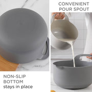 COOK WITH COLOR Nesting Plastic Mixing Bowl Set with Pour Spouts and Handles, Gray, 6 Piece Non-Slip
