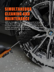 SPTA Supreme Wheel Brush, Medium and Large 100% Metal-Free Car Rim Cleaning Brush with Thick Plush Microfiber Head, Long Handle Tire Brush for Custom Alloy, Chrome, Painted Rims & Inner Wheel Barrels