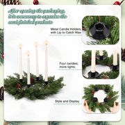 Suncalla Christmas Advent Wreath Candle Holder, Cedar Pine Cone | 4 Metal Holders for Tapers, 17.9 Inch Rustic Xmas Advent Calendar Ring, Christmas Centerpiece Decoration for Table Home