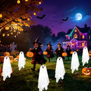 Solar Halloween Ghost Pathway Lights - 6Pack Waterproof Ghost Lights with 8 Modes for Outdoor Yard Porch Garden Lawn Halloween Pathway Decor, White