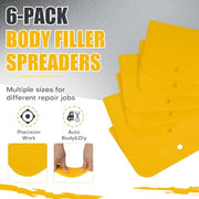Wrzuzs 6PCS Flexible Plastic Body Filler Spreaders, Reusable Auto Body Repair Putty Scrapers, 4/5/6 Inch Curved Surface Applicator for Car Body Filler, Putty, Glaze, Caulk and Home Wall Repair