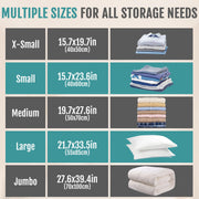 Fygrip Rechargeable Cordless Pump Vacuum Storage Bags, 12 Jumbo | 80% Space Saver Plastic Packaging Bags for Clothes, Travel Luggage & Bedding, Closet Organization