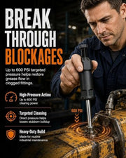 Heavy-Duty Grease Fitting Unclogger Tool, 600 PSI Grease Zerk Cleaner | For Hardened Lubricant Buildup, M6 M8 Compatible for Tractors, Vehicles, Farm & Construction Equipment Use(Long+Short)