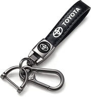 BFIVEANTE Leather car Keychain Set for Toyota Corolla, RAV4, Highlander Men and Women Family Present Keychain Key Ring Lanyard Accessories (Black)