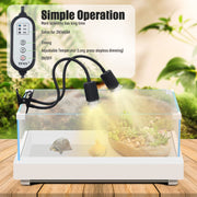 TFNN Reptile Heat Lamp, Double-Head Heat Lamp with Clamp, UVA UVB Reptile Light with Intelligent Cycle Timer for Turtle, Bearded Dragon, Lizard and More, 2 Bulbs 25W+50W