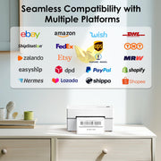 KNAON Bluetooth Thermal Shipping Label Printer, 4x6 Portable Thermal Address Label Printer for Small Business, Compatible with iPhone,Android,Windows,Mac–Works with Etsy Shopify USPS&More, White