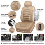 CAR PASS 3D Foam PU Leather Car Seat Covers, Universal Seat Covers Front 2 for Trucks SUV Sedan Automotive Seat Covers Armrest Airbag Compatible Waterproof Comfortable Faux Nappa Leather All Beige