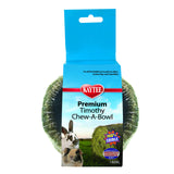 Kaytee Premium Timothy Hay Chew-A-Bowl for Rabbits, Guinea Pigs | Helps satisfy chewing. Edible bowl for rabbit treats. Timothy hay, grains and vegetables, guinea pig treats