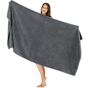 SALBAKOS Luxury 100% Turkish Cotton Bath Sheet 40x80 in (1-Piece, Gray) | Extra Large Jumbo Oversized Bathroom and Beach Towel, Super Soft Highly Absorbent Thick Premium Hotel Quality, Made in Turkey