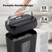 Bonsaii 6-Sheet Cross Cut Paper Shredder for Home, 3.4 Gal Bin | P-4 Security Level, Shreds Credit Cards, Staples & Paper Clips, with Portable Handle, Small Shredder for Home Office，C237-B