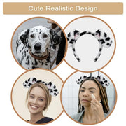 Beviliu Dalmatian Dog Ears Headband - Realistic Puppy Hairband Fluffy Adult Dogs Costume for Halloween Party Cosplay Washing Makeup