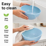 Zulay Kitchen 12 Piece Plastic Mixing Bowls with Lids Set - Leak-Proof Microwave & Freezer Safe Stackable Mixing Bowl Set for Preparing, Serving and Storing - Non-Slip Large Nesting Bowls (Blue Ombre)