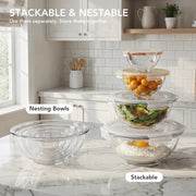 GENICOOK 4Set Nesting Glass Mixing Bowl Set with Airtight Lids BPA Free | Borosilicate Glass Dishwasher, microwave, oven & refrigerator safe,for food prep, mixing, baking and Storage.