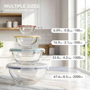 GENICOOK 4Set Nesting Glass Mixing Bowl Set with Airtight Lids BPA Free | Borosilicate Glass Dishwasher, microwave, oven & refrigerator safe,for food prep, mixing, baking and Storage.