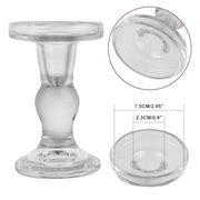 BTGLLAS 3-Piece Set of Glass Candlestick, Crystal Candlestick Holder Holder and Conical Candle, Christmas Candle Holder Decoration, Family Living Room Wedding Candle Holder (Clear)