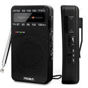 PRUNUS J-166 Portable Radio AM FM, Battery Operated Radio | Tuning Light, Back Clip, Layard, Excellent Reception, AM FM Radios Portable, Transistor Radios