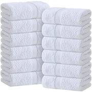 White Hand Towels for Bathroom [12 Pack] Cotton Hand Towel Bulk for Gym, Kitchen and Spa, 16x27 Inches Soft Highly Absorbent Quick Dry Terry Salon Towels
