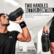 Under Armour Insulated Water Bottle with Handle & Fence Hook, Half Gallon Sports Water Jug, Leak-Resistant & BPA-Free for Baseball, Football & Gym - Black/Black, 64oz