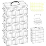 DILIBRA Bead Organizer Box, 5-Tier Stackable 140 Pcs Craft Storage Boxes | Portable Plastic Cases with Lids, Mini Bead Storage Containers for Jewelry Making Bracelets DIY Diamonds Nail Art Charms