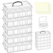 DILIBRA Bead Organizer Box, 5-Tier Stackable 140 Pcs Craft Storage Boxes | Portable Plastic Cases with Lids, Mini Bead Storage Containers for Jewelry Making Bracelets DIY Diamonds Nail Art Charms