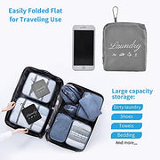 2 Pcs JHX Travel Laundry Bags, Dirty Clothes Organizer【Upgraded】with Handles and Aluminum Carabiner for Travel, Camp, Fitness, and Students (Black&Grey) 24"L x 21"W