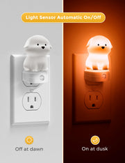L LOHAS LED Plug in Night Light for Kids, 3D Cute Puppy Night Light | Dusk to Dawn Sensor, RGB+Soft White 3000K Dog Night Light, Christmas Birthday Gift Nightlight for Kids, Room Decor
