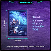 TitanShield Premium Card Sleeves | Compatible with Pokemon, One Piece, Lorcana, Flesh & Blood, & Magic The Gathering MTG | (150 Sleeves - Standard) (1, Clear, Standard | 66x91mm)