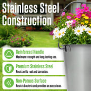 Grip Stainless Steel Bucket (1 Gallon) - Great for Pets, Cleaning, Food Prep - Hang on Fences, Cages, Kennels - Home, Garage, Workshop