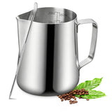 Milk Frothing Pitcher, 600ml (20oz) Milk Frother Cup Stainless Steel Jug Steaming Pitcher, Milk Coffee Cappuccino Latte Art Barista Steam Pitchers Milk Jug Cup with Decorating Pen