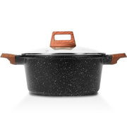 ESLITE LIFE Nonstick Stock Pot with Lid, 5 Quart Granite Casserole Large Soup Pot Pasta Cooking Pot, Induction Compatible, PTFE & PFOA Free, Black