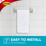 Command Towel Bar, Satin Nickel, 1 Towel Bar, 4 Strips | Towel Bar For Damage Free Bathroom Organization, No Tools, Holds On Glass, Metal, Mirrors, And Tile, No Holes Or Suction Cups