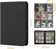 Foalgo 9 Pocket Card Binder, Premium Zip Trading Card Binder, 540 Double Sided Pocket PU Collection Binder, Collector Album, Card Folder for MTG, TCG, Sports Cards (Black)