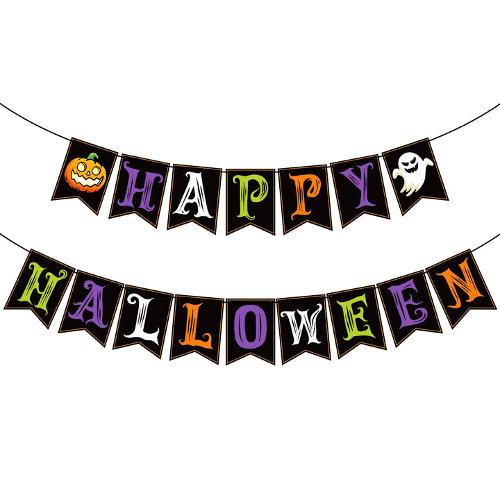 OHOME Halloween Decorations - Happy Halloween Banner | HALLOWEEN Party Decorations for Indoor Outdoor - Trunk or Treat Backdrop Garland for Outside | Hanging Party Favors Supplies for Birthday