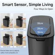 TIPGO Automatic Small Bathroom Trash Can with Lid, 2.6 Gallon, Black | Motion Sensor, Plastic, Touchless, Odor Control, Smart Garbage Can, Battery Operated, Manual Button, for Bedroom, Office,RV