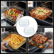2 Pack Glass Baking Dishes, 8 * 8 Inch Small Square Brownie Pan for Oven | 2QT, Borosilicate Glass, Lead-Free, Heat-Resistant, Microwave & Freezer and Dishwasher Safe, Ideal for Small-Batch Lasagna