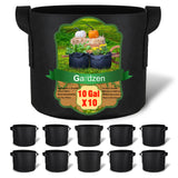 Gardzen 10-Pack 10 Gallon Grow Bags Fabric Pots with Heavy Duty Handles | Excellent Drainage & Breathability, Thickened 300G Nonwoven Fabric, BPA Free, Durable for Vegetable & Flower Growing