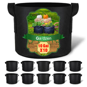 Gardzen 10-Pack 10 Gallon Grow Bags Fabric Pots with Heavy Duty Handles | Excellent Drainage & Breathability, Thickened 300G Nonwoven Fabric, BPA Free, Durable for Vegetable & Flower Growing