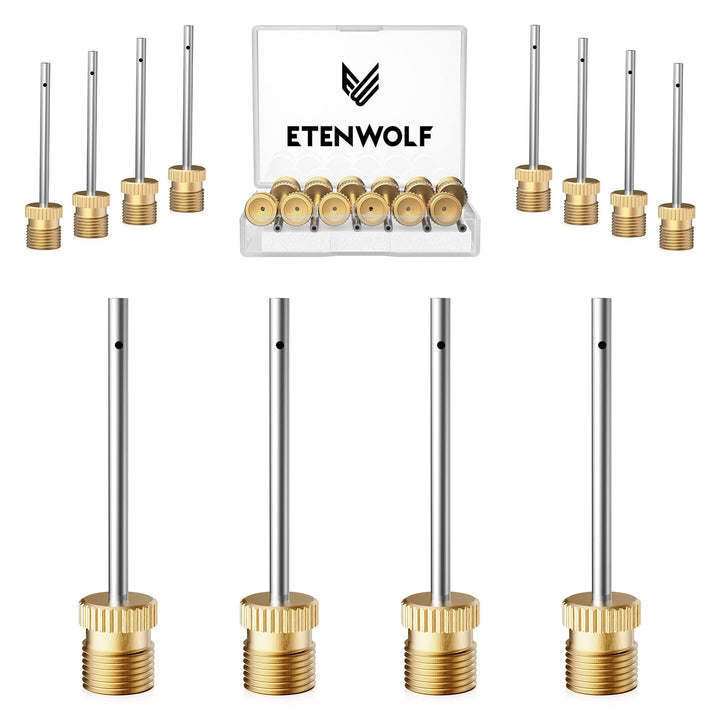 ETENWOLF 12 Pack Brass Ball Pump Needles, No Break Heavy Duty Needles | Air Pump Needles for Balls with Storage Case, Compatible with Hand Pump and Electric Pump, Stainless Steel Body