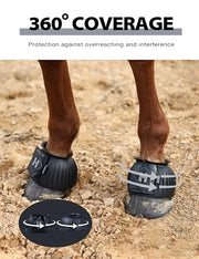 Harrison Howard Rubber Pull-on Bell Boots, Hoof Overreach Protection | 2/pack & 4/pack Options, Extra Thick Rubber for Durability, Upgraded Leather Touch Tape, Hoof Impact Guard, Horse Bell Boots