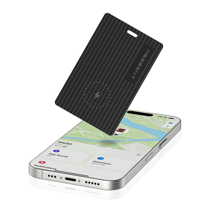 MSEBENT Air Tag Wallet Tracker Card 1-Pack, Rechargeable with Wireless Charging, Works with Apple Find My (iOS Only), Apple MFi Certified, IP67 Waterproof Item Finder for Wallet, Passport & Luggage