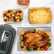 M MCIRCO 6 Piece Extra Deep Glass Baking Dish with Lids, BPA free | Rectangular Glass Bakeware Set, Baking Pans for Lasagna, Casserole Dishes, Microwave, Oven, Freezer, Dishwasher