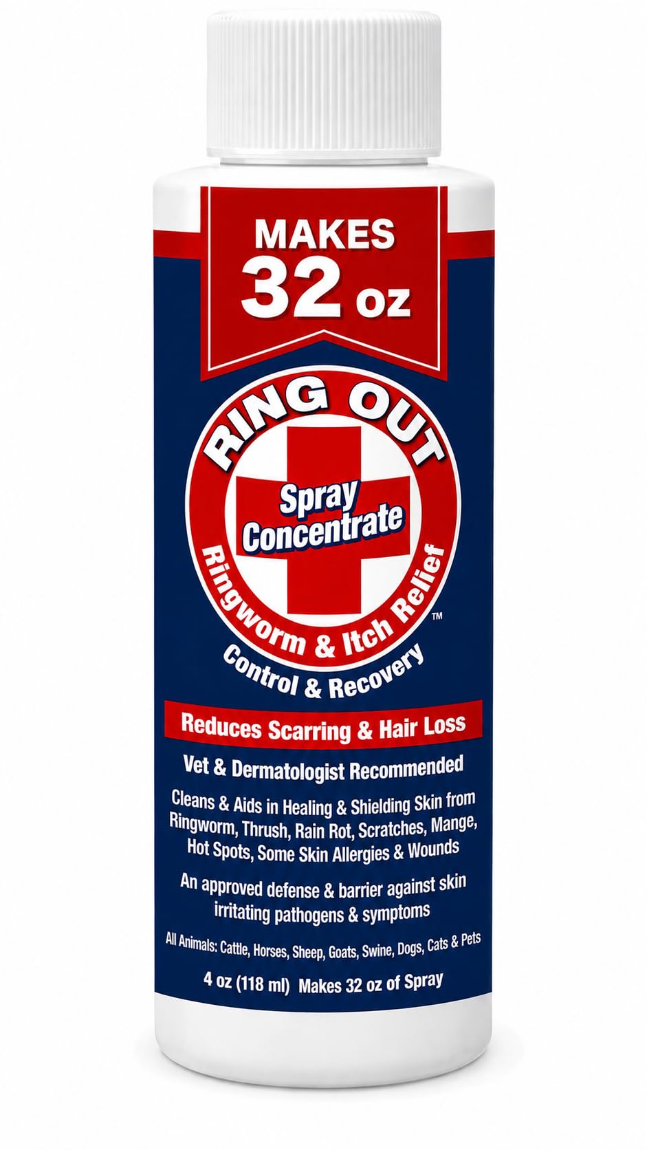 Ring Out - Control and Help Ringworm for Cats, Dogs, Sheep, Goats, Cattle, Horses, all Pets and Livestock makes 32 oz. of Spray