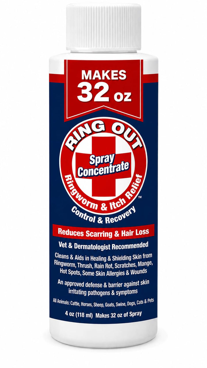 Ring Out - Control and Help Ringworm for Cats, Dogs, Sheep, Goats, Cattle, Horses, all Pets and Livestock makes 32 oz. of Spray